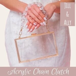JILL & ALLY Transparent Clear Acrylic Chain Box Clutch
